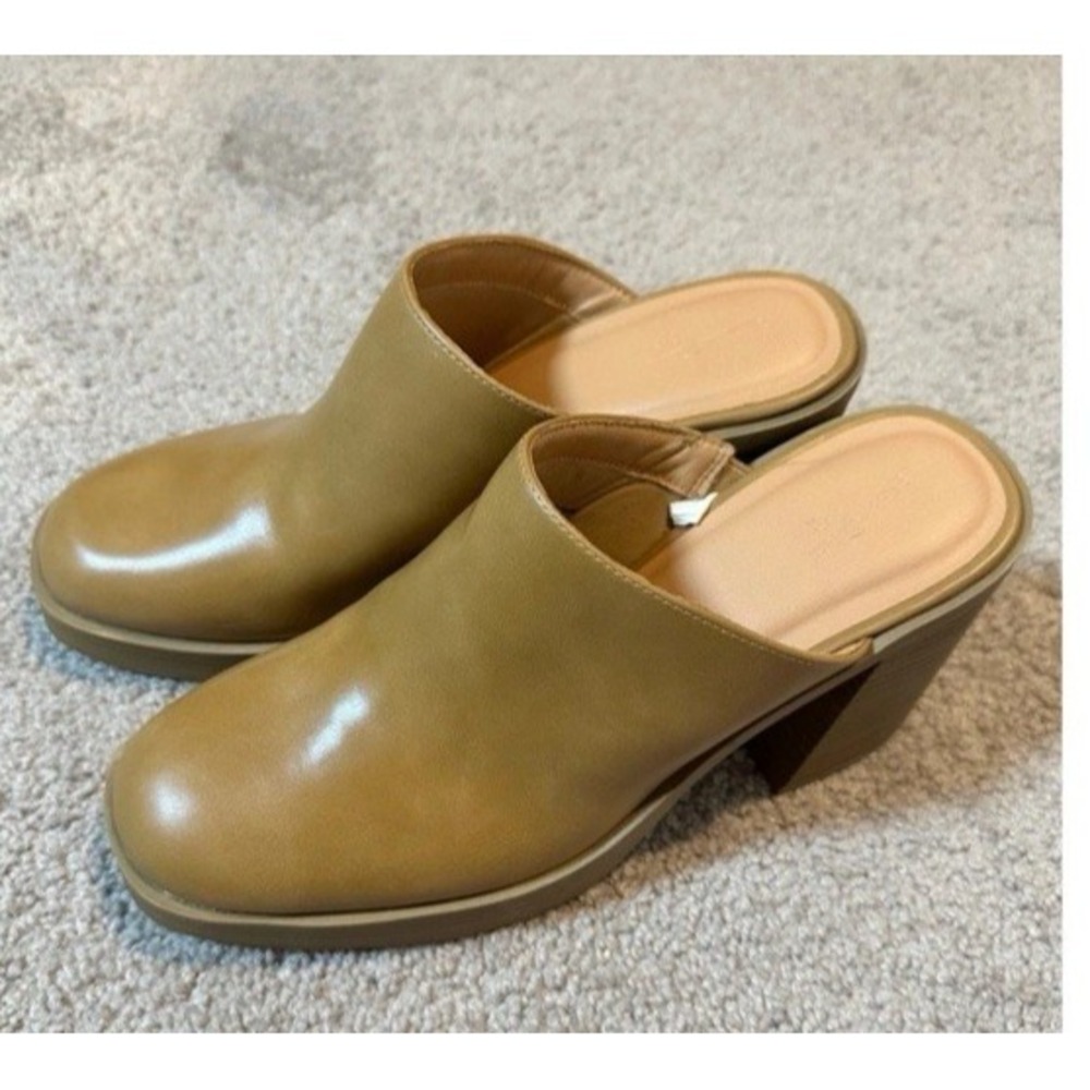 Womens Heeled Mules Clogs Slides Platform‎ Block Heel Shoes Tan EU 41 US 10